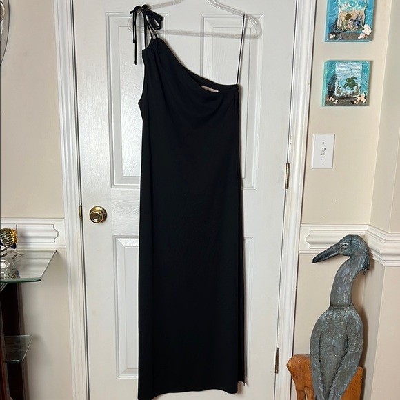 VINTAGE KAPPI Black One Shoulder Maxi Dress RARE - Picture 1 of 5